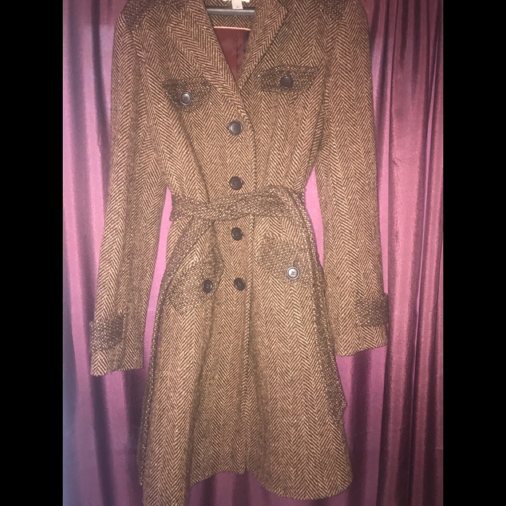 Ann Taylor Loft chocolate wool trench coat. 8